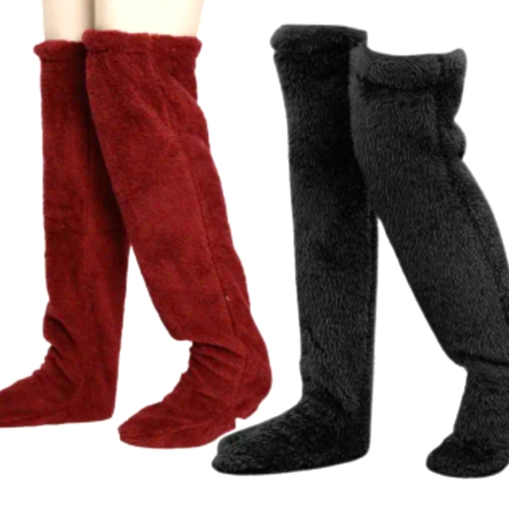 Solid Fuzzy Thigh High Stockings NWT